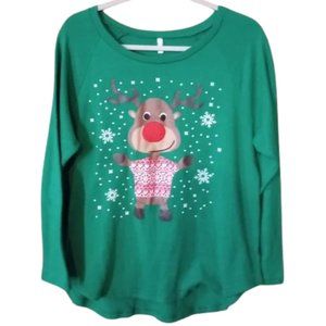 Reindeer Christmas Pullover Green Size XL (16-18)